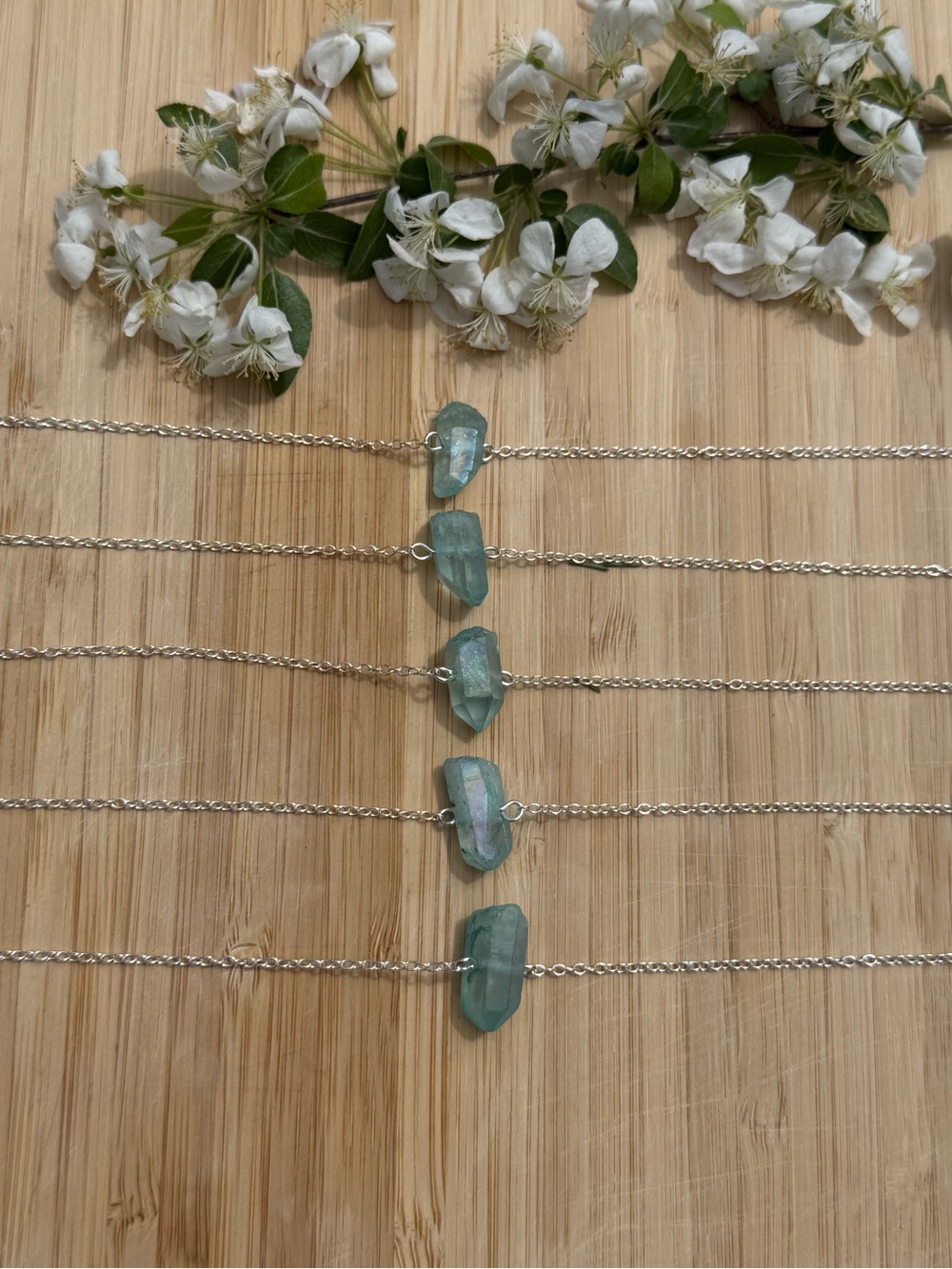 Blue Aura Quartz Crystal Necklaces🩵
